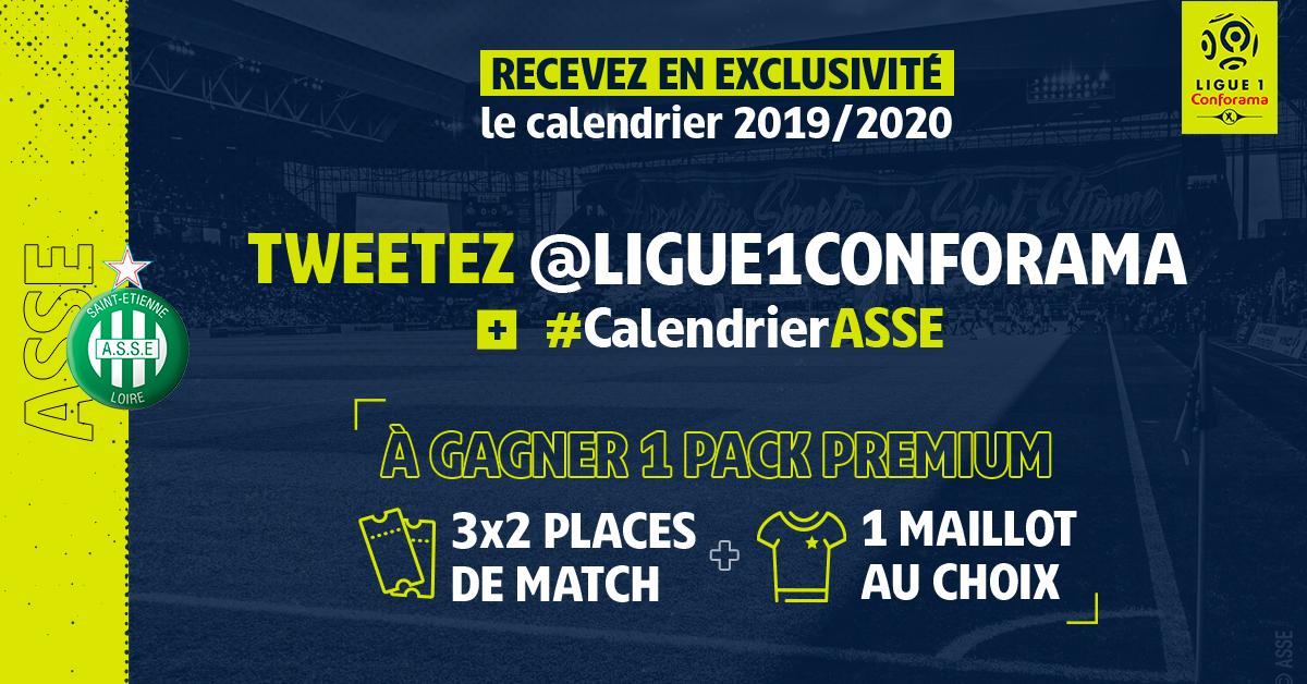 Ligue1's tweet photo. 💚 Supporters de l'@ASSEofficiel, derniers jours pour recevoir le calendrier 2019/2020 de votre club 🗓 !
📲 Tweetez @Ligue1Conforama ➕ #CalendrierASSE pour recevoir le calendrier de votre équipe préférée 😉 !
🎁 Participez et tentez de gagner le pack premium 🎟️👕 https://t.co/eKUNxVz2F9