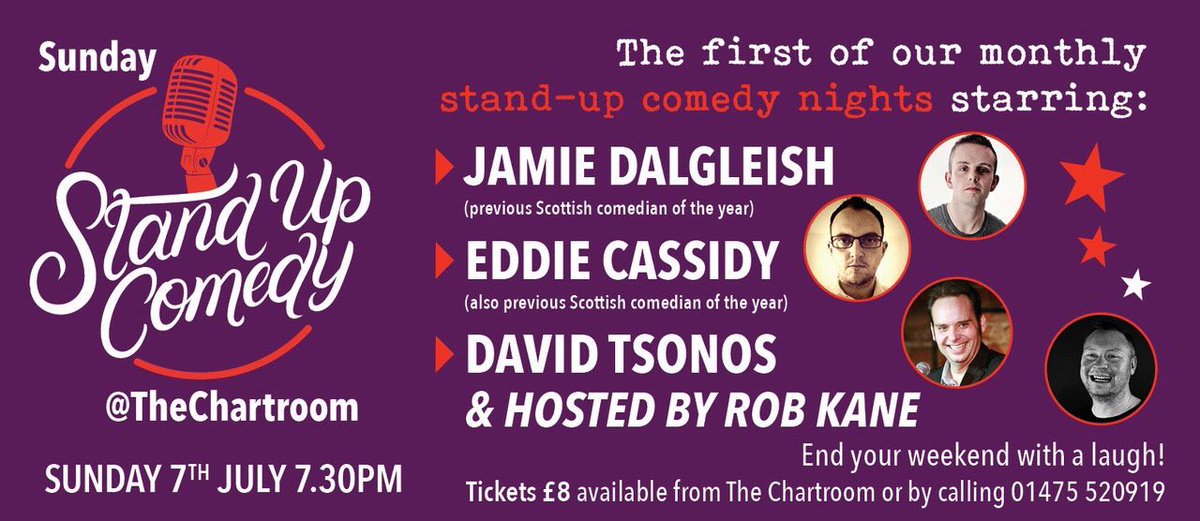 Following the success of the first comedy festival @TheChartroom  is hosting a monthly comedy night. Call 01475 520919 for tickets or visit 
thechartroom.co.uk/stand-comedy-n…
#KipMarina #Inverkip #Inverclyde #Scotland #Comedy #DiscoverInverclyde #ClydeComedyFestival