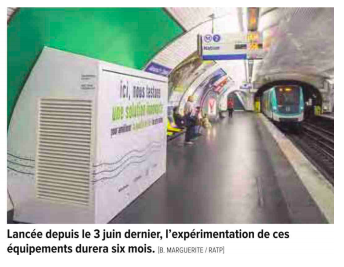 IDF_Rassemblee's tweet photo. 🌬️🍃 Grâce à l'aciton de @vpecresse, la #RATP inaugure son nouveau dispositif #IpAir afin de répondre au problème spécifique des particules fines du métro souterrain. #EnvironnementIDF #TransitionEcologique https://t.co/4N2t8OlULz