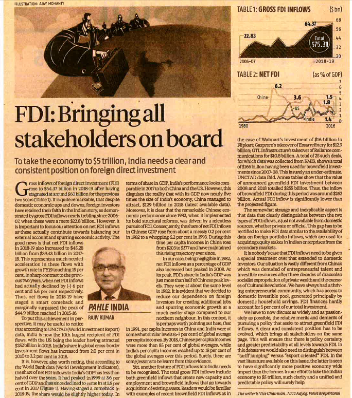 RajivKumar1's tweet image. My article on “FDI: Bringing all stakeholders on board” in today’s @bsindia 
#GDP #FDIInflows @UNCTAD @worldbankdata @FinMinIndia @DoC_GoI business-standard.com/article/opinio…