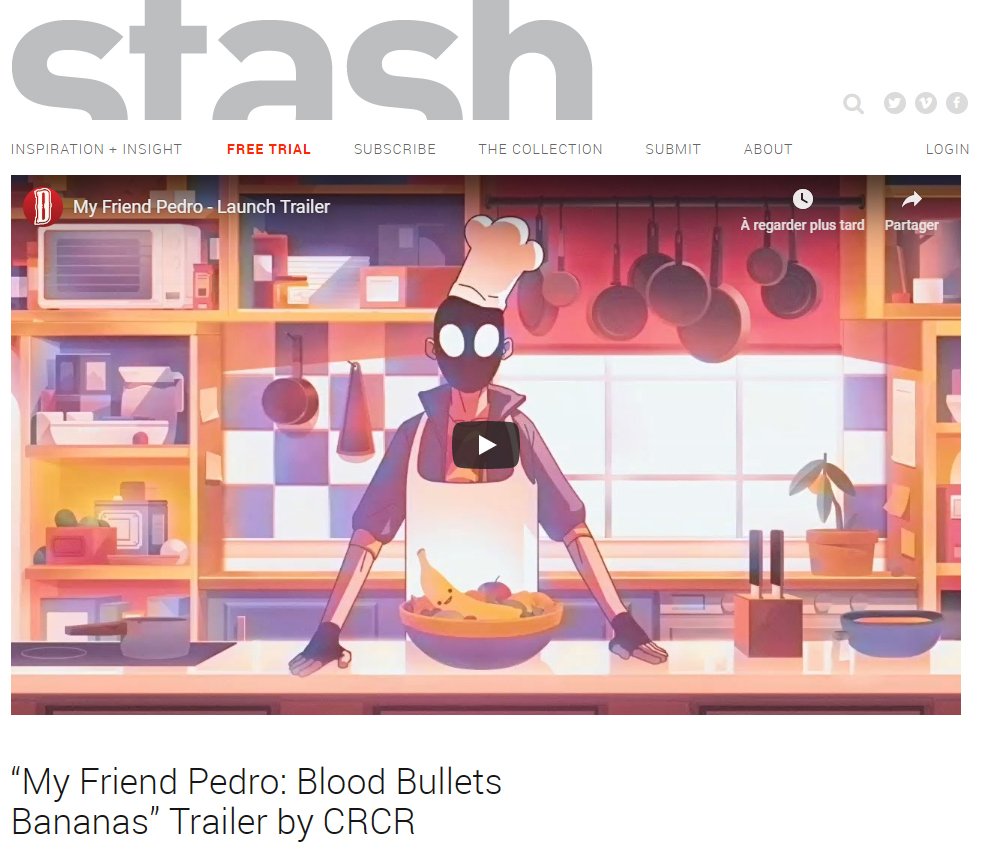 (inactive ➡️ @Quadprod) (@wizzdesign_anim) on Twitter photo “My Friend Pedro: Blood Bullets Bananas” Trailer by CRCR
Thank you :) <a href="/stash_magazine/">Stash Magazine</a> <a href="/StephenNPrice/">Stephen Price</a>
stashmedia.tv/friend-pedro-l… “My Friend Pedro: Blood Bullets Bananas” Trailer by CRCR
Thank you :) <a href="/stash_magazine/">Stash Magazine</a> <a href="/StephenNPrice/">Stephen Price</a>
stashmedia.tv/friend-pedro-l…