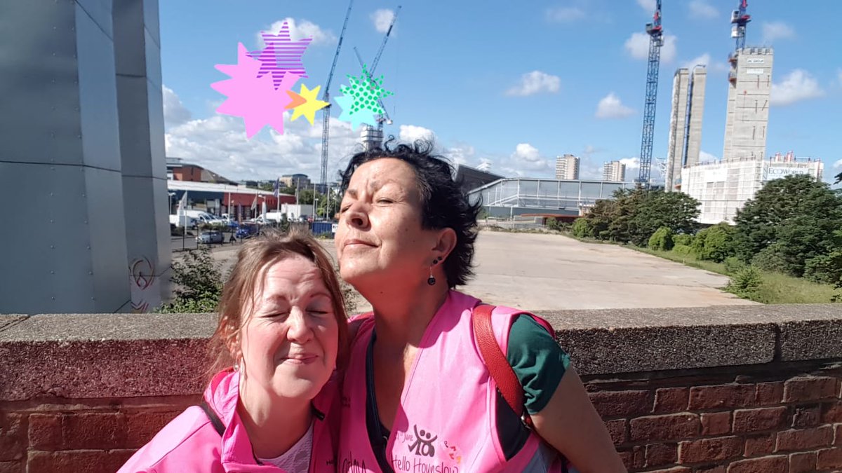 ... And here they are with a view of the new Brentford Football Stadium.