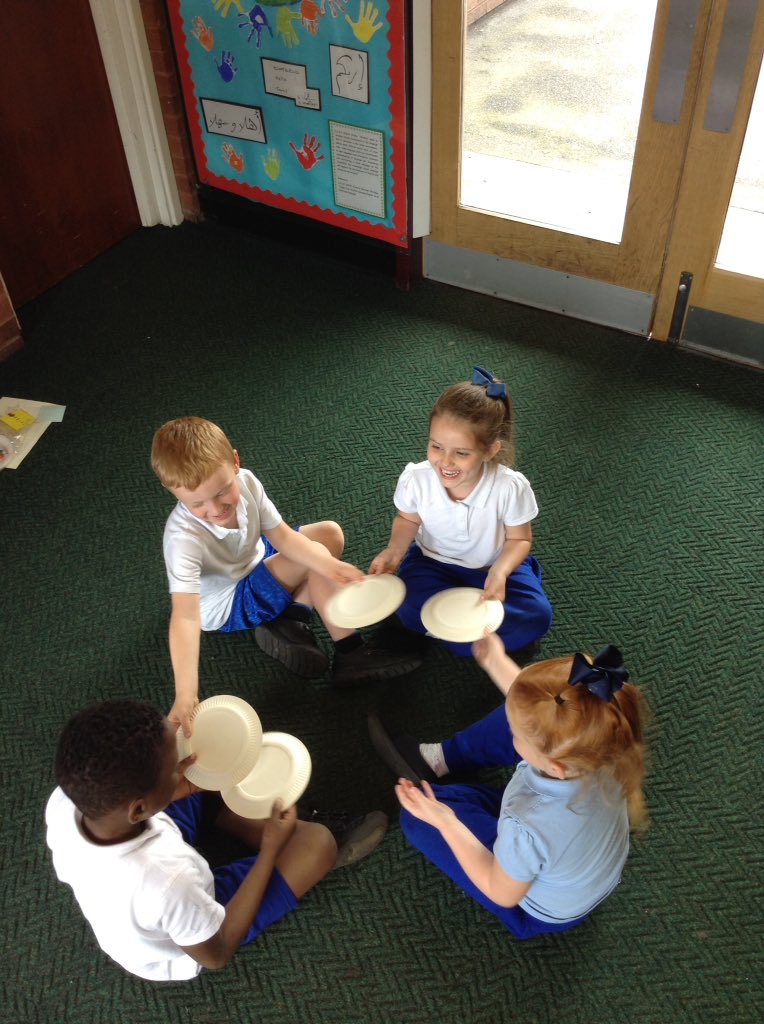 StCuthbertsPri's tweet image. In F2 we&apos;ve been playing pass the plates and learning our teddy bear words #F2 #funtolearn