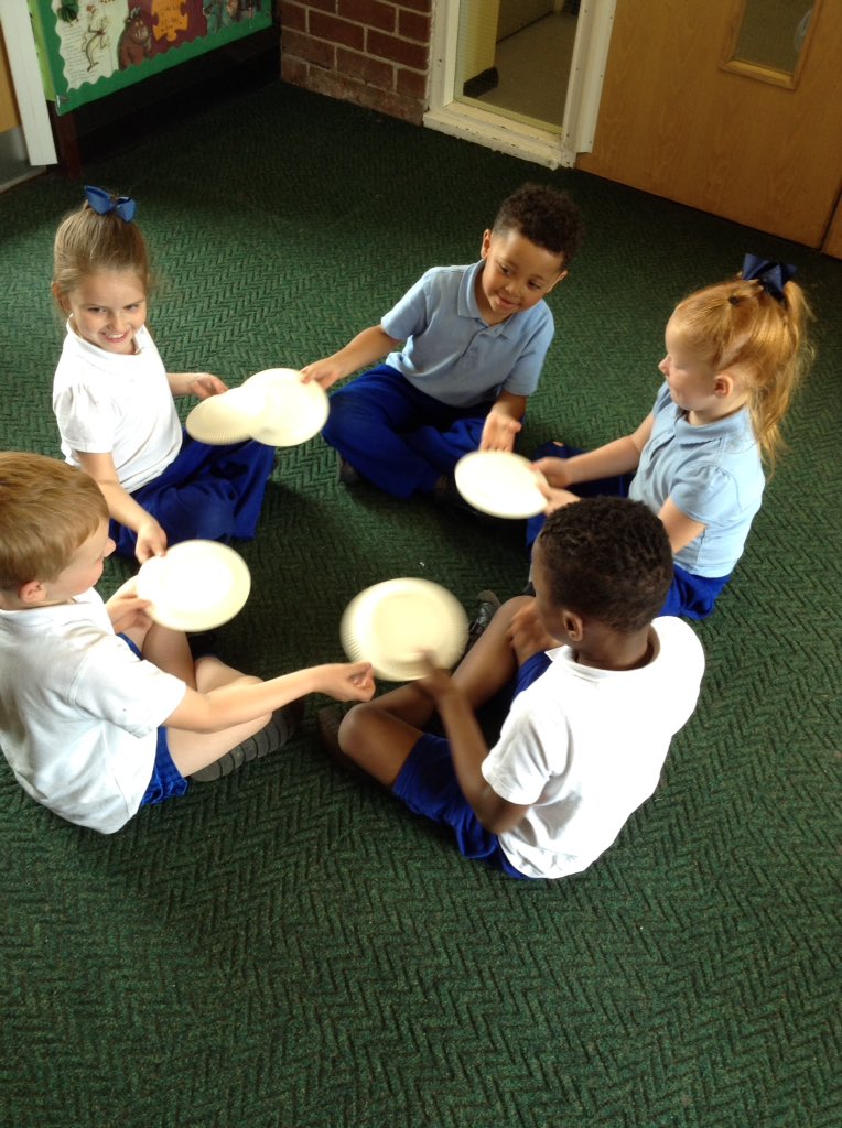 StCuthbertsPri's tweet image. In F2 we&apos;ve been playing pass the plates and learning our teddy bear words #F2 #funtolearn