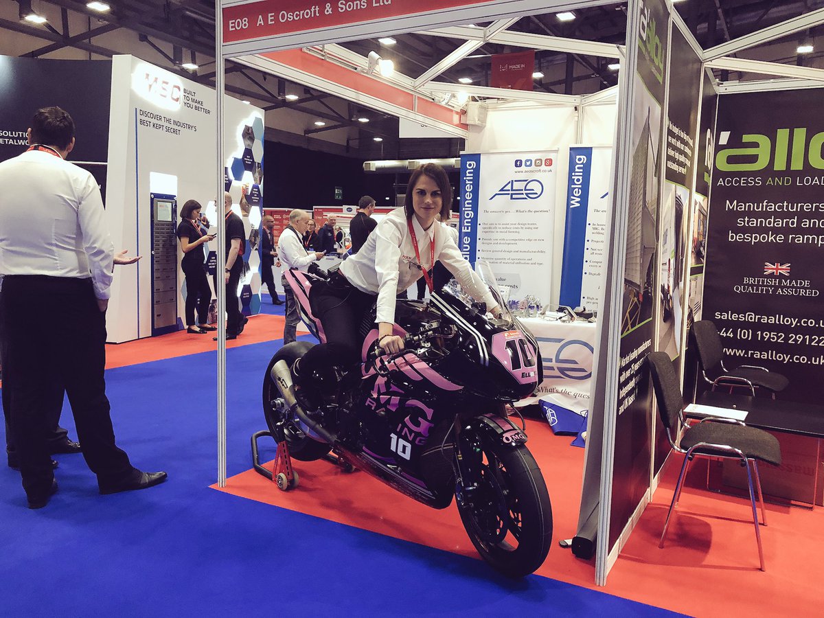 IlonaPitt's tweet photo. It was great to catch up with Chris @aeoscroft and thanks so much for letting me take a picture with this #beauty !!!! #OMGRacing #BritishSuperbike #MIMexpo19 @madeinthemids #ukmfg https://t.co/Fenr8CgWUS