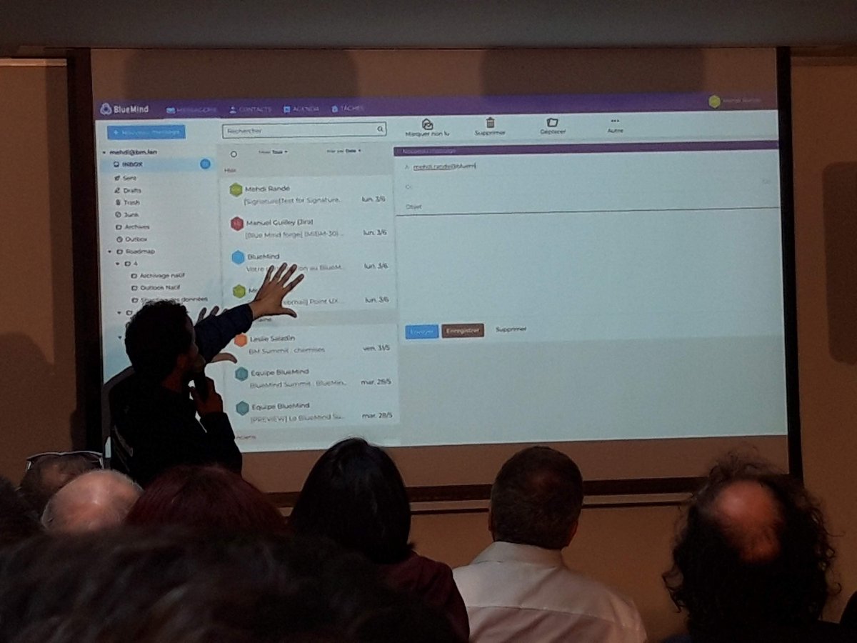 bluemind's tweet image. Pour compléter notre dernier article de blog sur l'  #UXDesign du futur #webmail n'hésitez pas à regarder la présentation 📺 vidéo du #BlueMindSummit par @mehdirande 
#OpenSource #Messagerie #NousAvonsLeChoix
👇👇
buff.ly/2WSwWMf