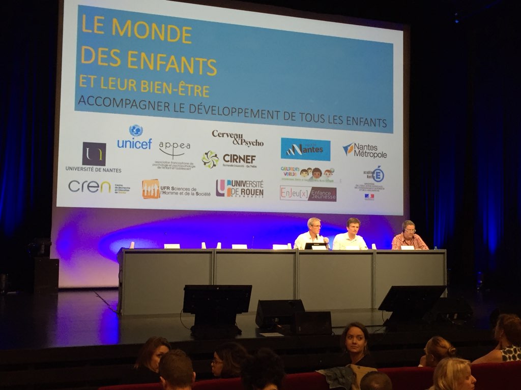 CREN_EA2661's tweet photo. Dernier jour du colloque Le monde des enfants et leur bien être à la Cité des congrès #JSUN2019 @enjeux_pdl @UnivNantes https://t.co/QEmQP3M2JN