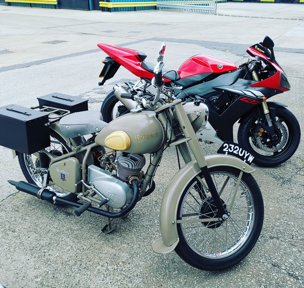The beastie parked next to a beautifully restored Peugeot TC55.