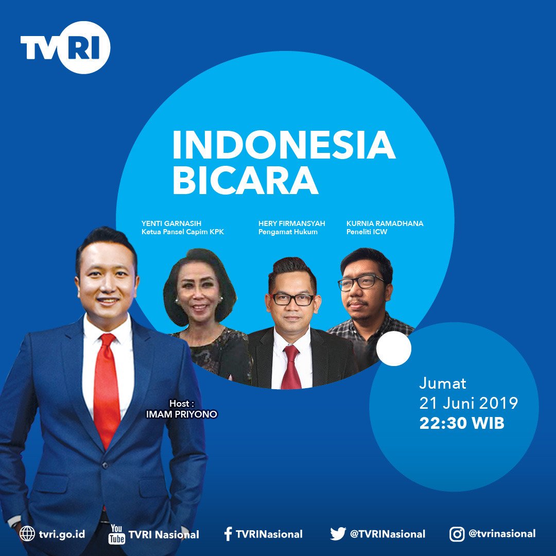currentaTVRI's tweet photo. INDONESIA BICARA: MENCARI PIMPINAN KPK malam ini di @TVRINasional https://t.co/7GjZAboAve