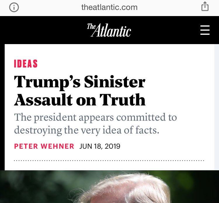 2/ TRUTH MURDERER: “Trump is not simply a serial liar; he is attempting to murder the very idea of truth.‘The point of modern propaganda isn’t only to misinform. It is to exhaust your critical thinking, to annihilate truth’”- @Kasparov63 https://www.theatlantic.com/ideas/archive/2019/06/donald-trumps-sinister-assault-truth/591925/  @TheAtlantic