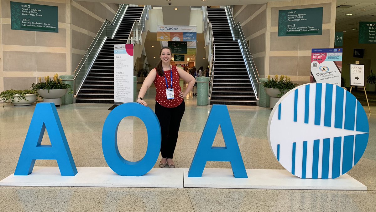Dr. Katie Johnson (Franklin Road) attending the AOA Optometry meeting in St. Louis. One interesting fact that Dr. Johnson learned during a myopia (near-sighted) control lecture is that by the year 2050, approximately 50% of the worldwide population will be near-sighted! 👓