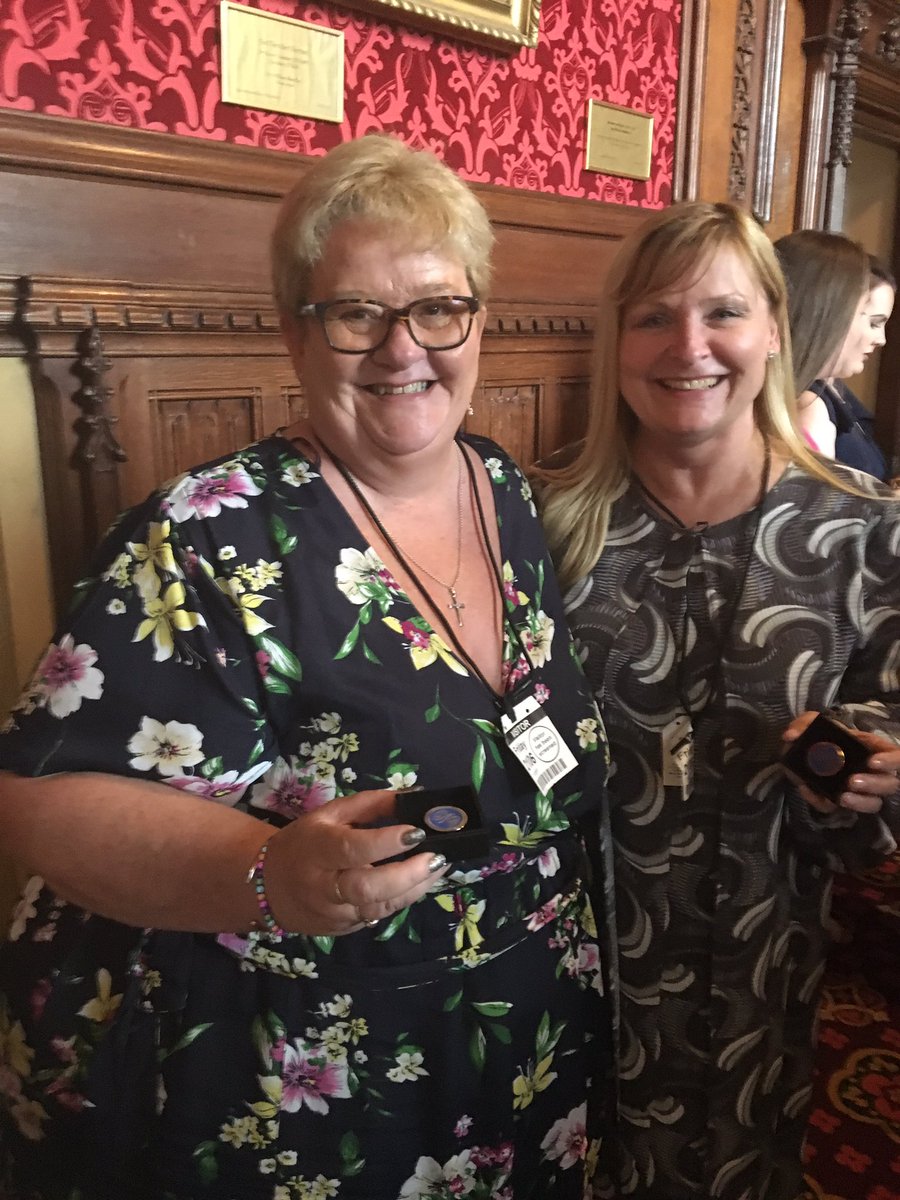 RCNi_Christine's tweet image. Helen Laverty and Debra Moore- recognised for their outstanding contributions to LD nursing with CNO awards at today’s learning disability nursing celebration at Westminster #LearningDisabilityWeek2019 #ldpledge @rcni