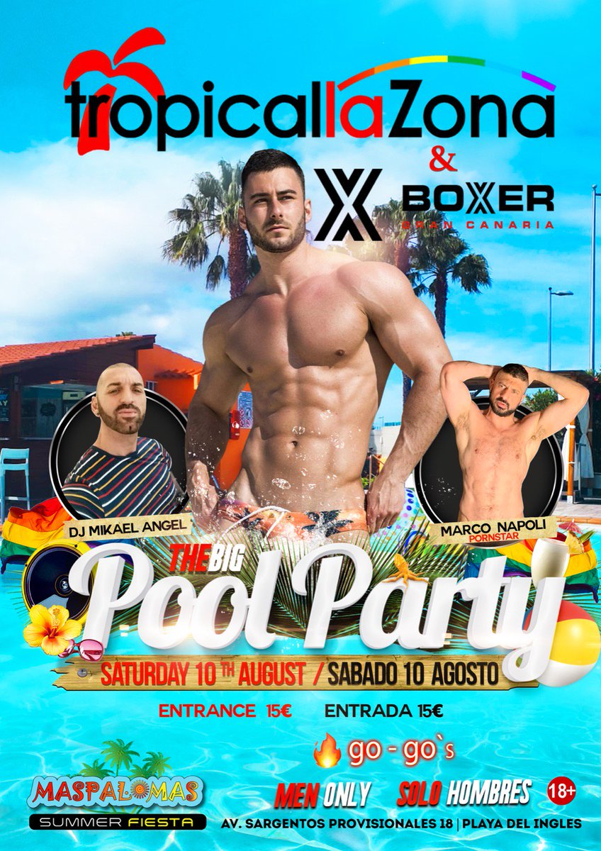 Maspalomas Summer Fiesta (@maspalomasf) on Twitter photo The Big Pool Party at Tropical La Zona in association with <a href="/BOXERBARCELONA/">BOXER BARCELONA</a>
Saturday 10th August - Men Only
Your Host International Porn Star <a href="/MarcoNapoliXXX/">Marco Napoli — 35 % OFF fan sites OF / JFF !</a>
DJ Mikael Angel
#SummerFiesta2019 The Big Pool Party at Tropical La Zona in association with <a href="/BOXERBARCELONA/">BOXER BARCELONA</a>
Saturday 10th August - Men Only
Your Host International Porn Star <a href="/MarcoNapoliXXX/">Marco Napoli — 35 % OFF fan sites OF / JFF !</a>
DJ Mikael Angel
#SummerFiesta2019