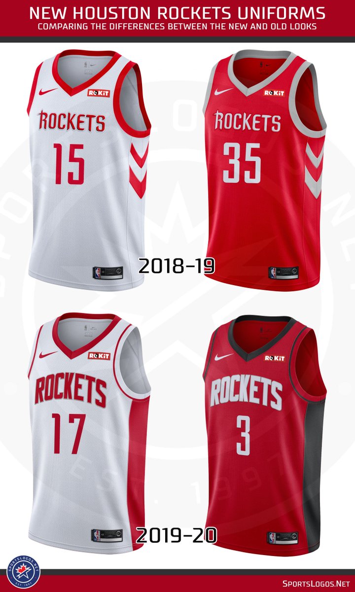 Chris Creamer  SportsLogos.Net on X: The Houston Rockets Classic Edition  set is white with ROCKETS arched across the chest in gold with green  shadowing similar in style to the original 1960s
