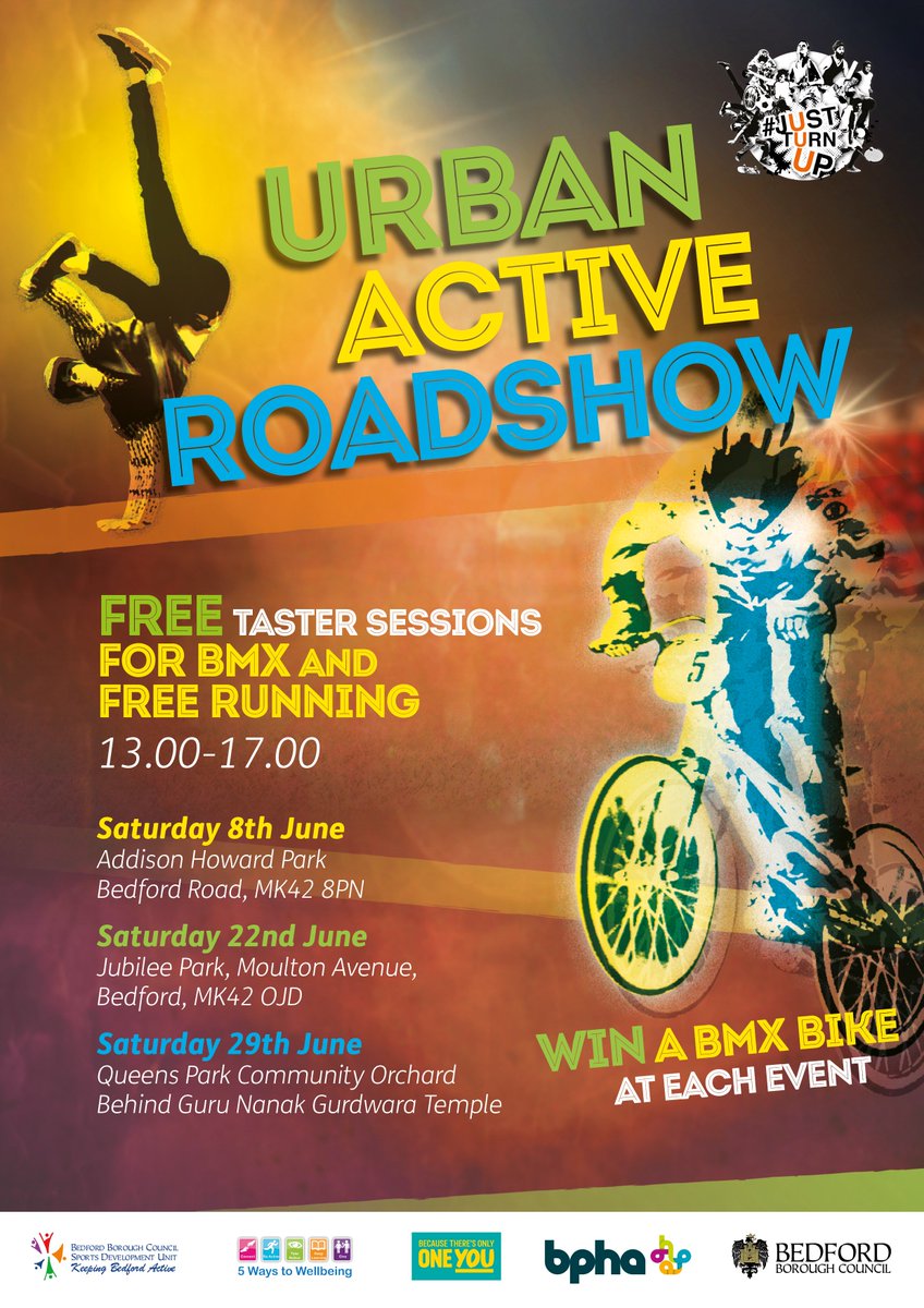 safer_bedford's tweet photo. See you tomorrow? #BMX #FreeRunning Sat 22th June 1-5pm at Jubille Park. #WinaBike 🚴♀️#UrbanActive 🛹with @tweet_bpha @JTU_CSA @BedfordTweets @NorthBedsPolice https://t.co/Y6Xq4jyV2s