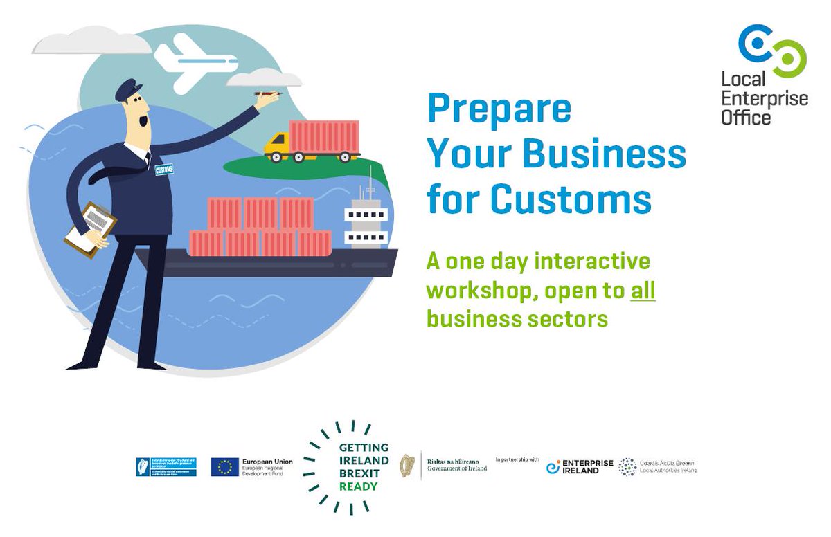 Are you planning to move goods to, from or through the UK after #Brexit? Prepare your business for customs at a FREE one-day interactive workshop from 9.30am to 4pm on Tuesday July 16th in Hotel Kilmore #Cavan. Find more information and book your place at localenterprise.ie/Cavan/