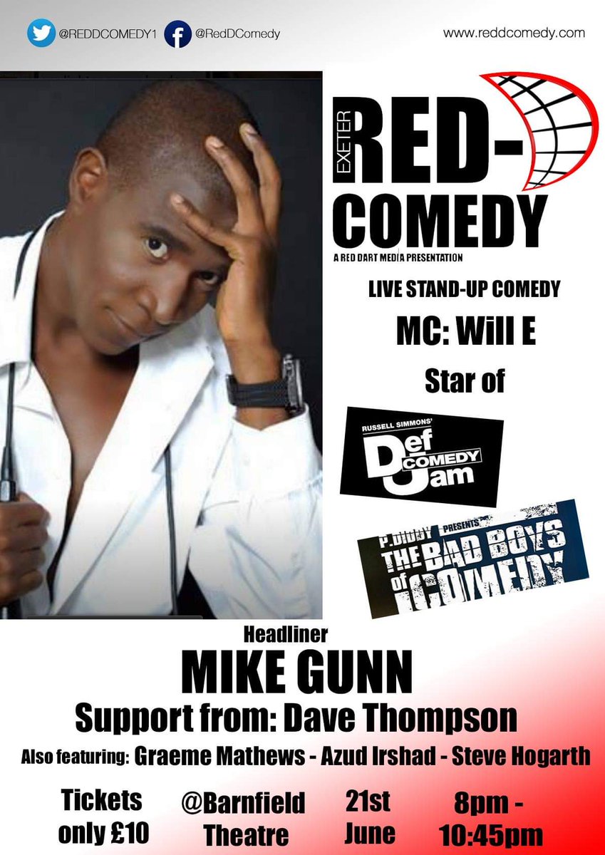 REDDCOMEDY1's tweet photo. We want to put on the best comedy nights, and we love for you to attend.

https://t.co/0N5kLM3PJz

@exploringexeter
@ExpressandEcho @tweetinexeter @BBCSpotlight @ExeterBarnfield @BBCDevon @TheExeterDaily @WhatsOnDevonL https://t.co/eTbNGJgpqz