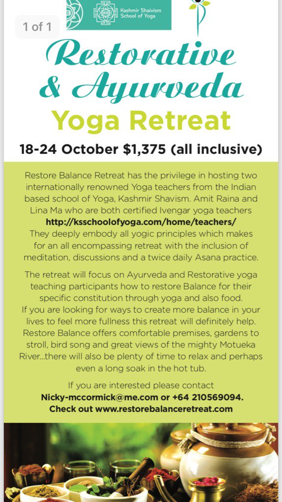 Yogashaivism's tweet photo. #yoga #retreat in new Zealand in October 2019  #Ayurveda #restorativeyoga #NewZealand #peace https://t.co/HzxYFfgXaW