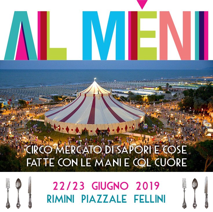 Il 22 e il 23 Giugno in Piazzale Fellini a #Rimini dalle 10 fino a tarda sera #LePalle sono al Circo 🎪 #AlMèni - Circo Mercato di Sapori e Cose 
Grandi chef
Giovani designer
Agricoltori
Vignaioli 
Le cose fatte con le mani e con il ❤️#ilcircodeisapori #fattoconlemanieconilcuore