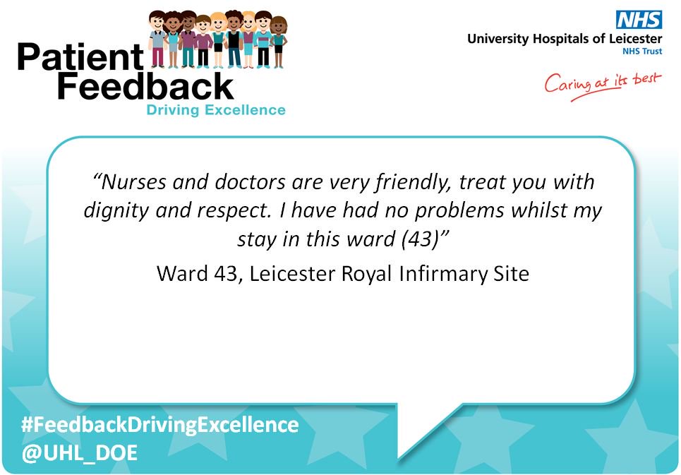 uhl_DOE's tweet image. Keep it up ward 43, Leicester Royal Infirmary!! ⭐🌟⭐ 
#FeedbackDrivingExcellence @heather_leatham @Leic_hospital @UHLfox @GeorgeK81661083