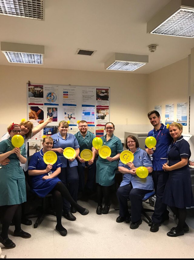 Our fabulous NSPU (Neuro-Spinal Postoperative Unit) are glowing yellow to show their support for Cystic Fibrosis. 

#cysticfibrosis #WearYellowDay @TeamNUH <a href="/NUHNursing/">NUH Nursing</a> <a href="/NUHNeuro/">QMC Neurosciences</a> <a href="/AngieBraley1/">Angie Braley</a>