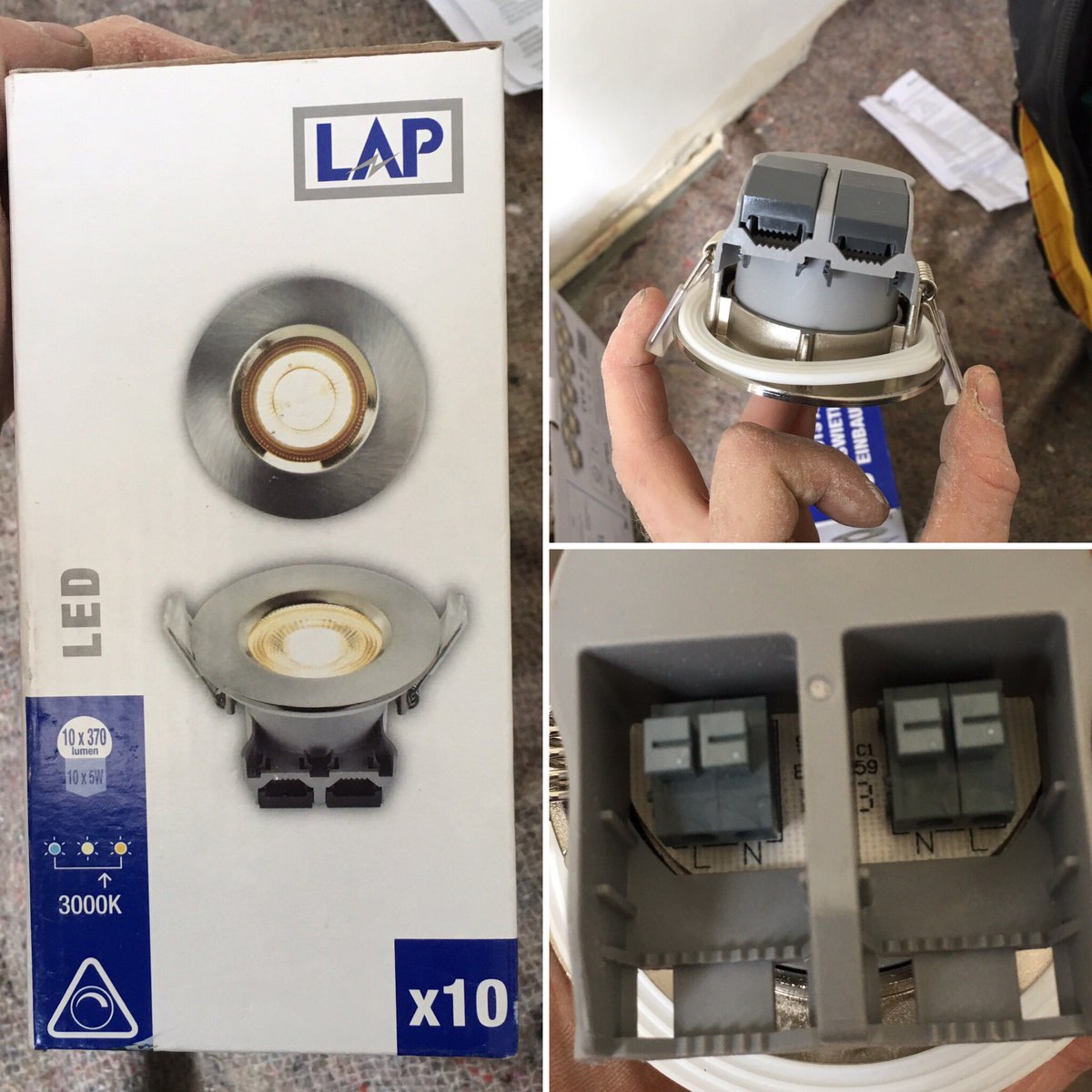 mnc_electrical's tweet photo. Customer has supplied his own gear and given me @Screwfix LAP lights, How are these lights ok to use, the earth terminal has to be out side of the fitting. Am I missing something ???? #doesntseemright https://t.co/jBKFLEQKNY