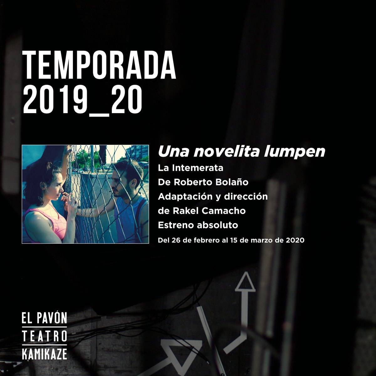 teatrokamikaze's tweet photo. #UnaNovelitaLumpen
de Roberto Bolaño
adaptación y dirección de Rakel Camacho
26 FEB > 15 MAR 
Bianca se adentrará en el universo adulto descubriendo las peores y más intrigantes facetas de la sexualidad y la delincuencia
#Kamikaze1920
Más info: https://t.co/ew4yzo7YFA https://t.co/3o83qKQoYv