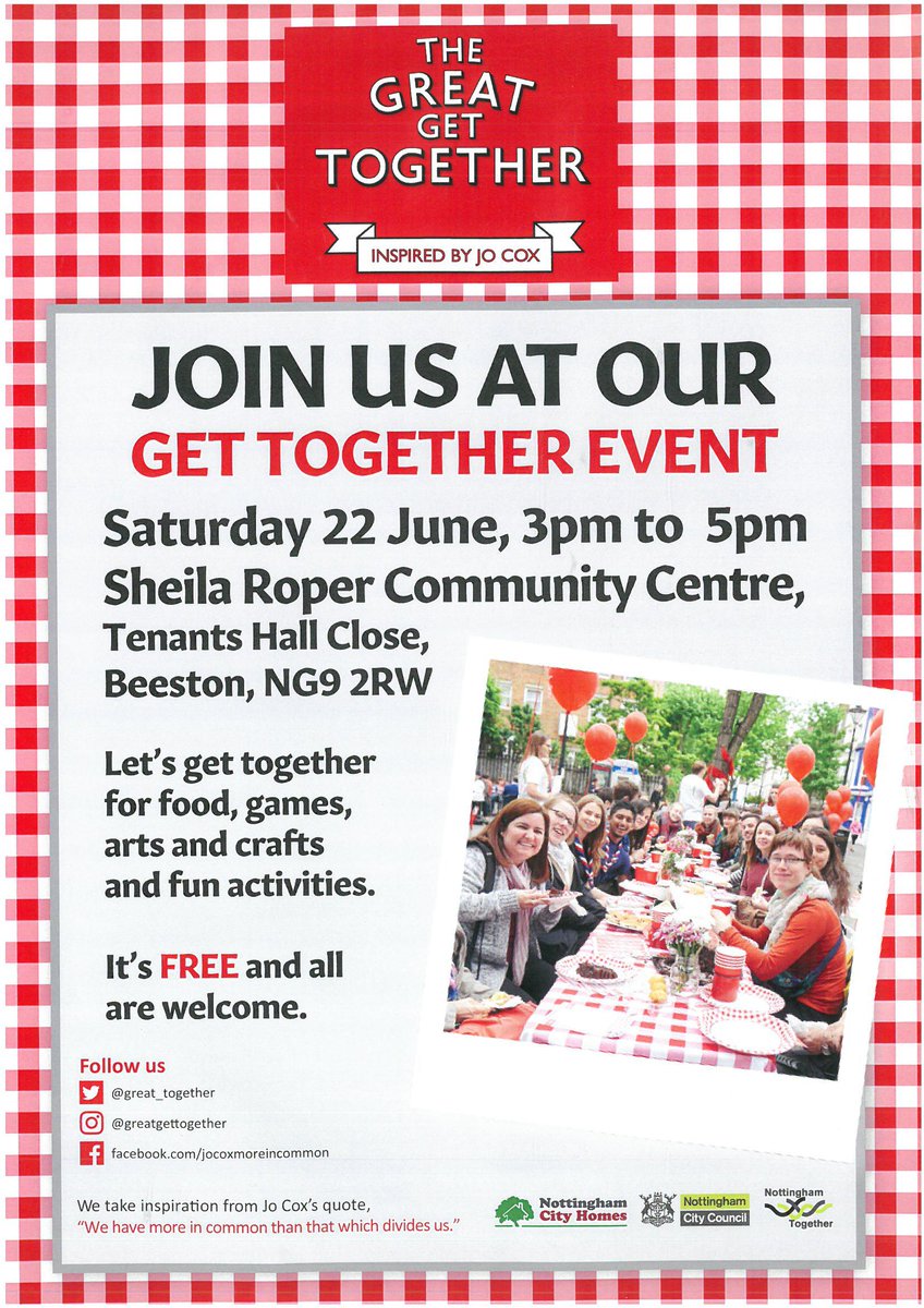 More Great Get Togethers happening this afternoon throughout Nottingham! Don't miss out! @CP___North @CP_CentralWest <a href="/my_DandL/">My Dunkirk & Lenton</a> <a href="/CommEngageNottm/">Good Things Happening</a> @BestwoodNottm #NottinghamTogether #MoreInCommon