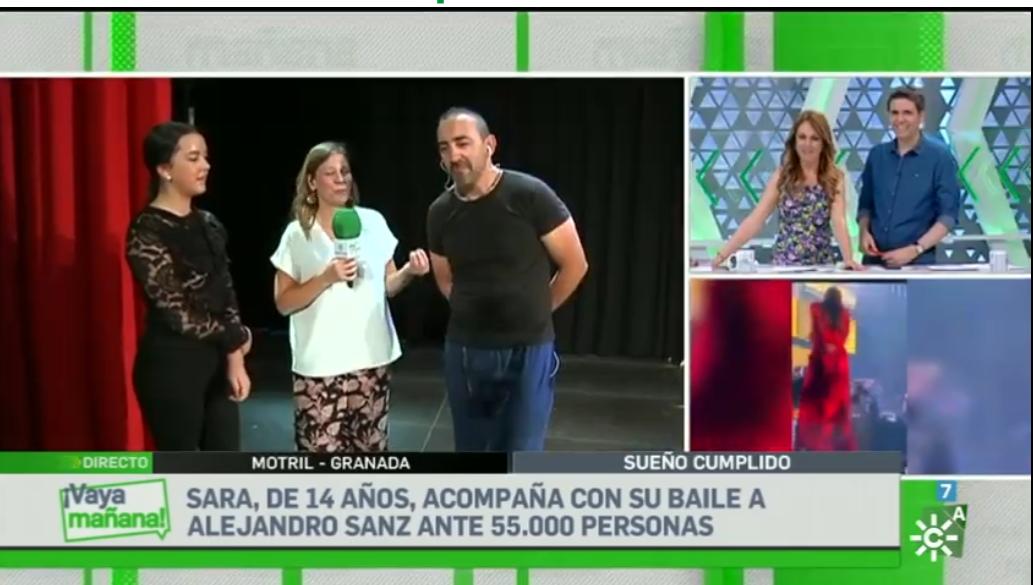 Sara baila ante 55.000 personas en un concierto de Alejandro Sanz <a href="/vayamananacstv/">¡Vaya Mañana!</a> <a href="/fdlaguardia/">FernandoDdelaGuardia</a> <a href="/Inesporro/">InesPorro</a> <a href="/Sarah_WittG/">Sarah Witt</a> <a href="/canalsur/">CanalSur</a>