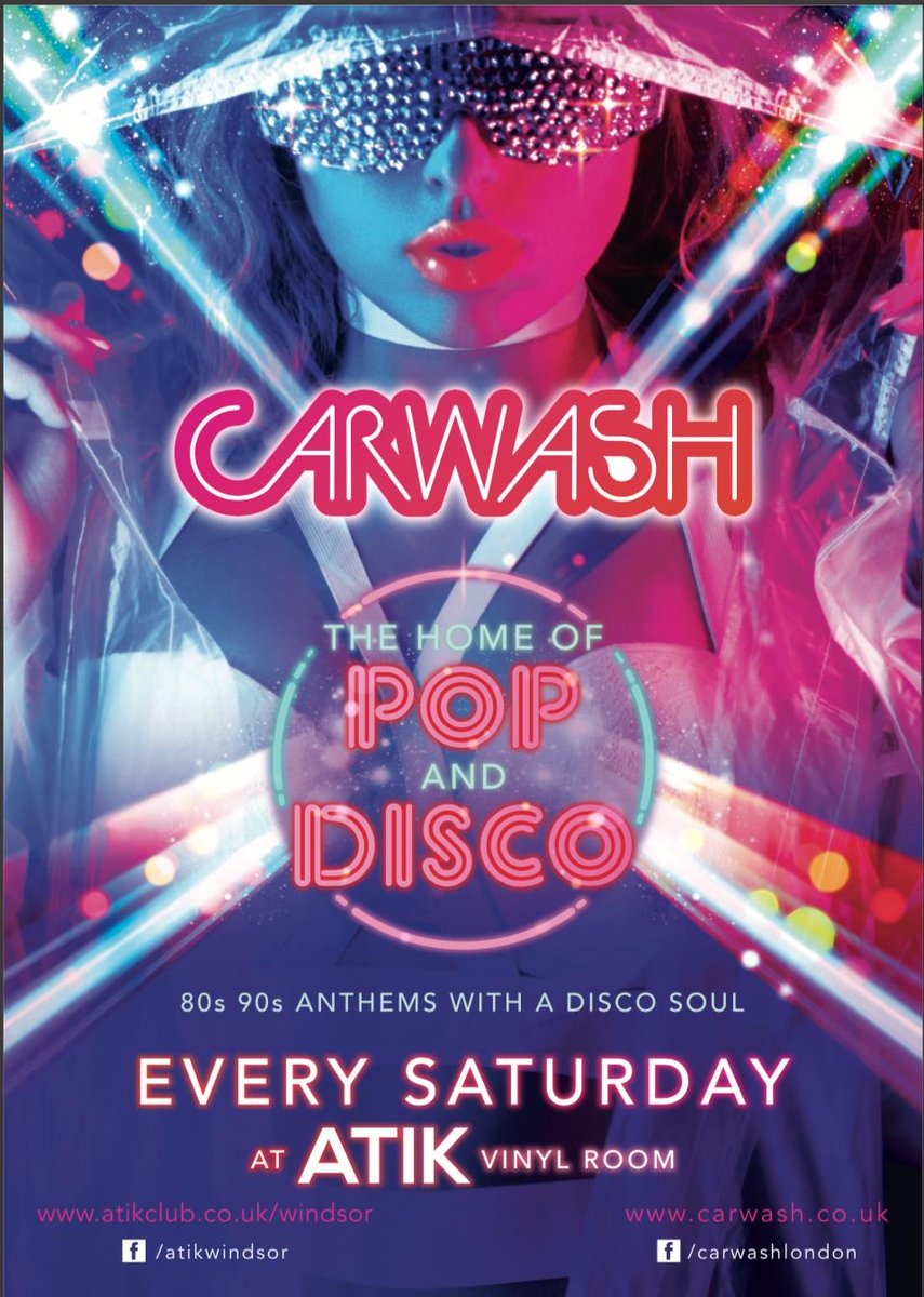 Atik Windsor (@atikwindsor) on Twitter photo This Saturday <a href="/AtikWindsor/">Atik Windsor</a> proudly introduces #CARWASH to #Vinylrooms! Bringing you 80s/90s Pop & Disco that'll have you partying till early hours of the morning!
#ATIK #ATIKWindsor #ATIKclub #CARWASH #vinylroom #saturdaynight #club #clubbing #Partying #80s90s #disco #pop This Saturday <a href="/AtikWindsor/">Atik Windsor</a> proudly introduces #CARWASH to #Vinylrooms! Bringing you 80s/90s Pop & Disco that'll have you partying till early hours of the morning!
#ATIK #ATIKWindsor #ATIKclub #CARWASH #vinylroom #saturdaynight #club #clubbing #Partying #80s90s #disco #pop