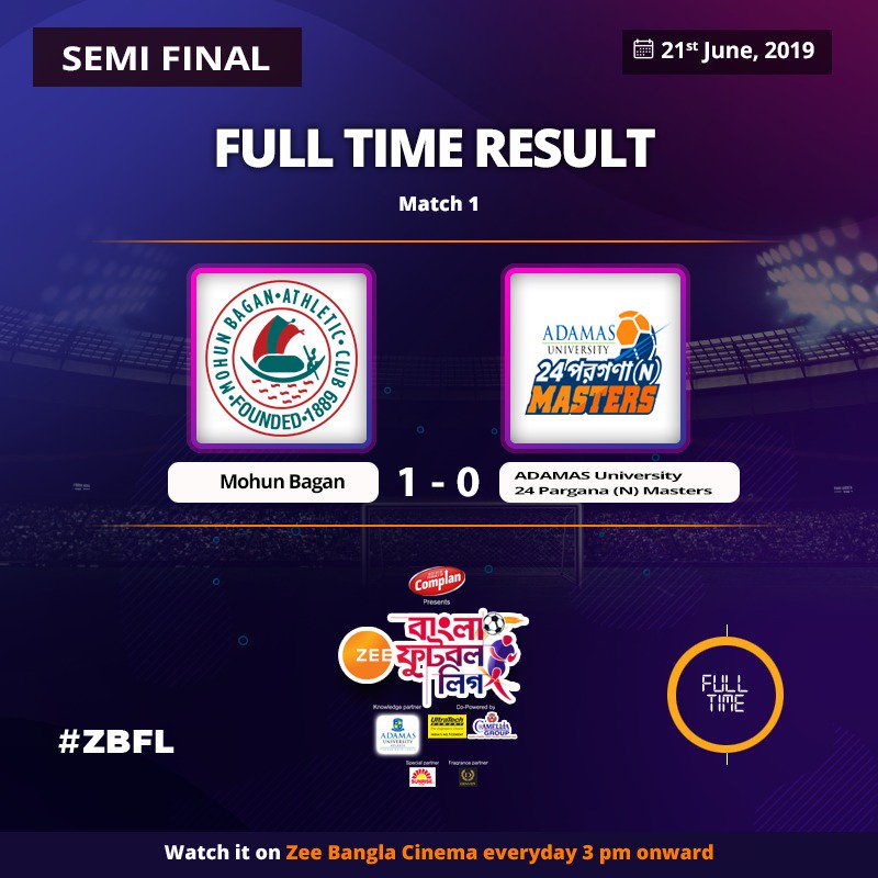 zbflu19's tweet photo. #MohunBagan left it late to unleash their attacking prowess against #AdamasUniversity24ParganasNorthMasters and stormed into the final of the ##ZeeBanglaFootballLeague. Keep on watching #ZBFL to catch the second match.
#ZBFLU19 #BallPayeBanglarJoy #ZeeBanglaCinema https://t.co/R2FnAXQ2HQ