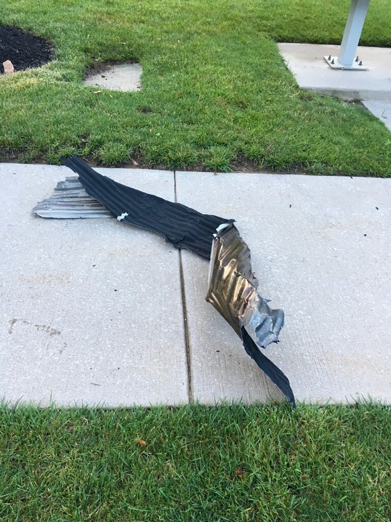 omeara7's tweet photo. Piece of shrapnel landed right in front of our driveway, crazy. https://t.co/cZse4YHttm