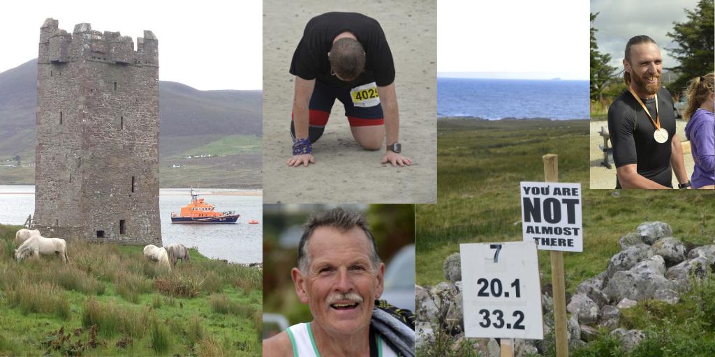todayInIreland's tweet photo. @poloconghaile @IndoWeekend @Indo_Travel_ @WildDerrynane @seaweedwalks Just a bit of the insanity....er....I mean the FUN! (Top right guy - Don Hannon - won the last 4 day-er. You may recall he's the one who ran Dublin to Kerry after donating an organ to his sister. Iron man.)
#AchillUltra https://t.co/oE7OImLtBH