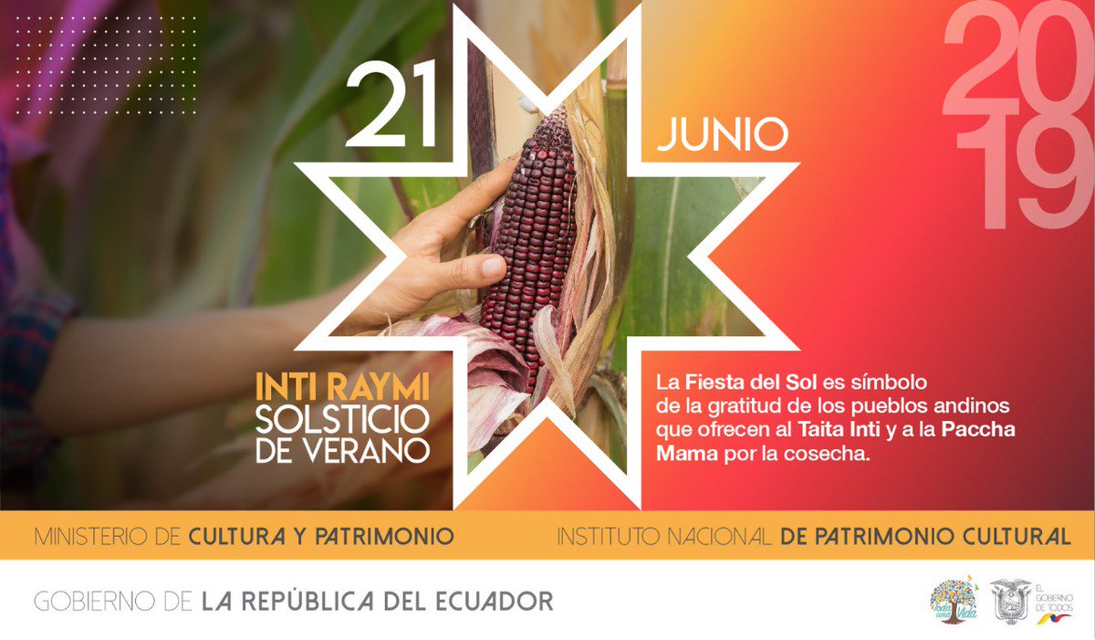 La Fiesta del Sol o Inti Raymi, durante los meses de junio y julio, es una de las celebraciones más importantes de muchos pueblos andinos.

#IntiRaymi2019
