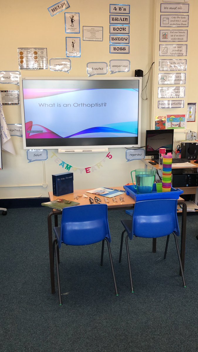 All set up and ready to talk to children at a local primary school about #Orthoptics and the importance of looking after our eyes! @FollowBIOS