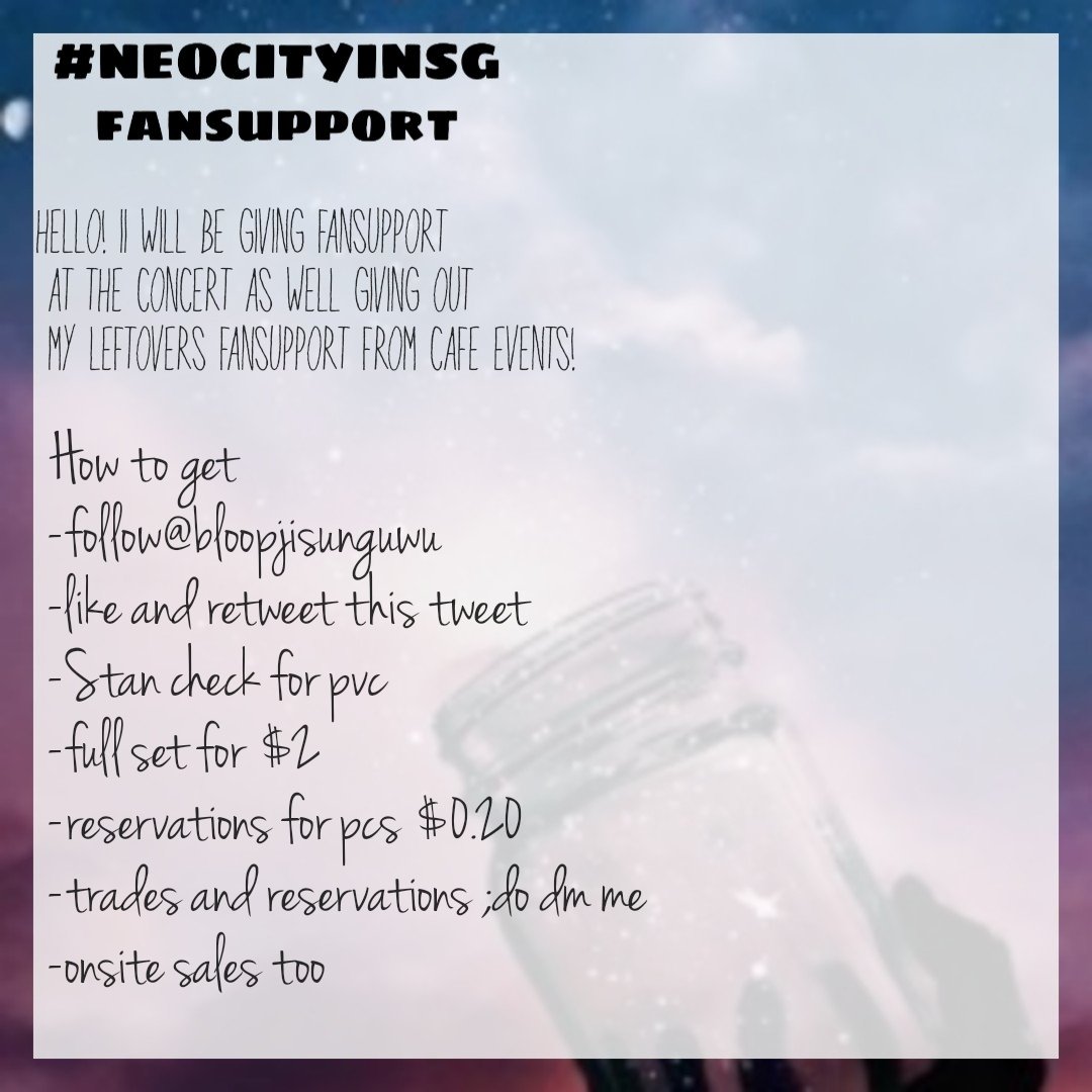 bloopjisung's tweet photo. Hello nctzens~
Do read the following and details the picture!
I will be giving out fansupport for the concert!
I will be using this my hashtag #bloopupdates and this tweet to update my location!
See you there☺️!
#NEOCITYINSG #NCT127 #NCT127inSG https://t.co/NfTEvY5qXt