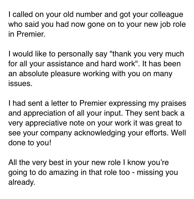 Great feedback for Katie, one of @PremierEstates_ Estates Coordinators, recently promoted to a PA role. Love seeing these strong &amp; trusted relationships between our team &amp; our customers. 

#teamwork #customerservice #property #propertymanagement #welldone #feedback #thankyou