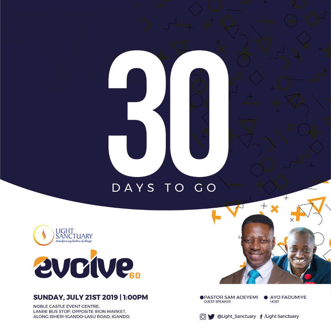 citadeloflightG's tweet photo. The Countdown is on!!! If you reside in #Alimosho and it's environs, don't miss out on this life changing summit.
@AlimoshoOnline #JoinTheEvolution #TheEvolutionHasBegun #EVOLVE2019 #LightSanctuary https://t.co/xfa6uuEJR2