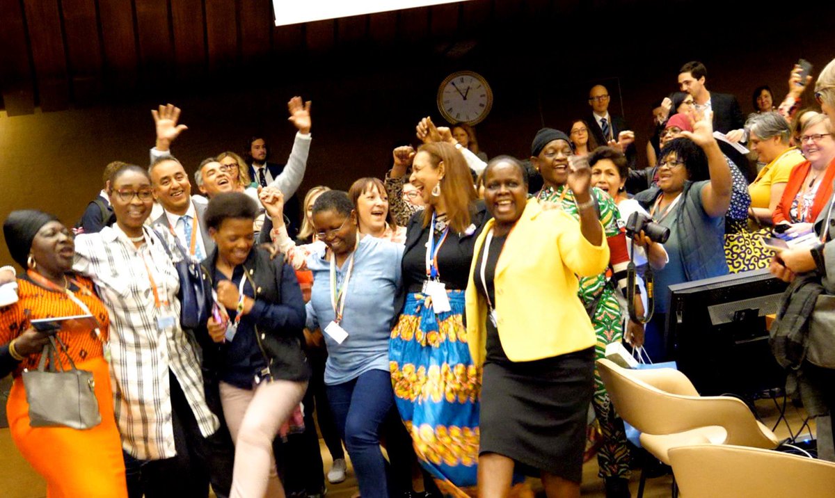 On the final day of #ILC2019 #ILO100 we adopted a convention, recommendation and resolution on violence and harassment in the world of work! @ITF_Women have played a vital role in achieving this historic text. #WeAreITF #ITFwomen @ilo