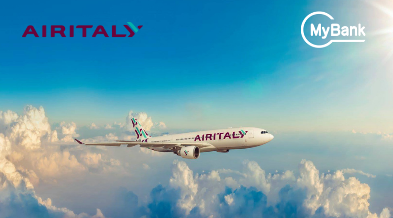 MyBankPayments's tweet photo. Thrilled to announce our new partnership with Air Italy!
@air_italy_ passengers can now purchase their tickets with #MyBank, 
the fast, frictionless and secure payment. 
Read more => https://t.co/iDnrOAQMYJ
#WeAreMyBank #PaymentSecurity #ThanksForUsingMyBank https://t.co/BP0XfD7sZ7