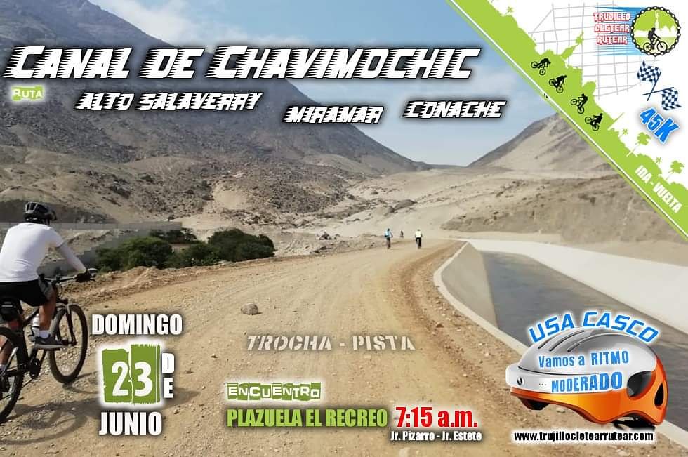trujillocletear's tweet photo. Domingo 23 de junio, Cleteamos Ruteamos hasta #CANAL #DE #CHAVIMOCHIC #ALTO #SALAVERRY #CONACHE con Trujillo Cletear Rutear #TCR👍✌️🚴💯🚵💪 45K #YoSoyTCR
✅ Encuentro: Plazuela El Recreo (Jr. Pizarro - Jr. Estete)
🕕 HORA: 7:15 am - PISTA - #TROCHA
Que esperas para UNIRTE 👍🏽 🚵 https://t.co/Dh5mevbQfq