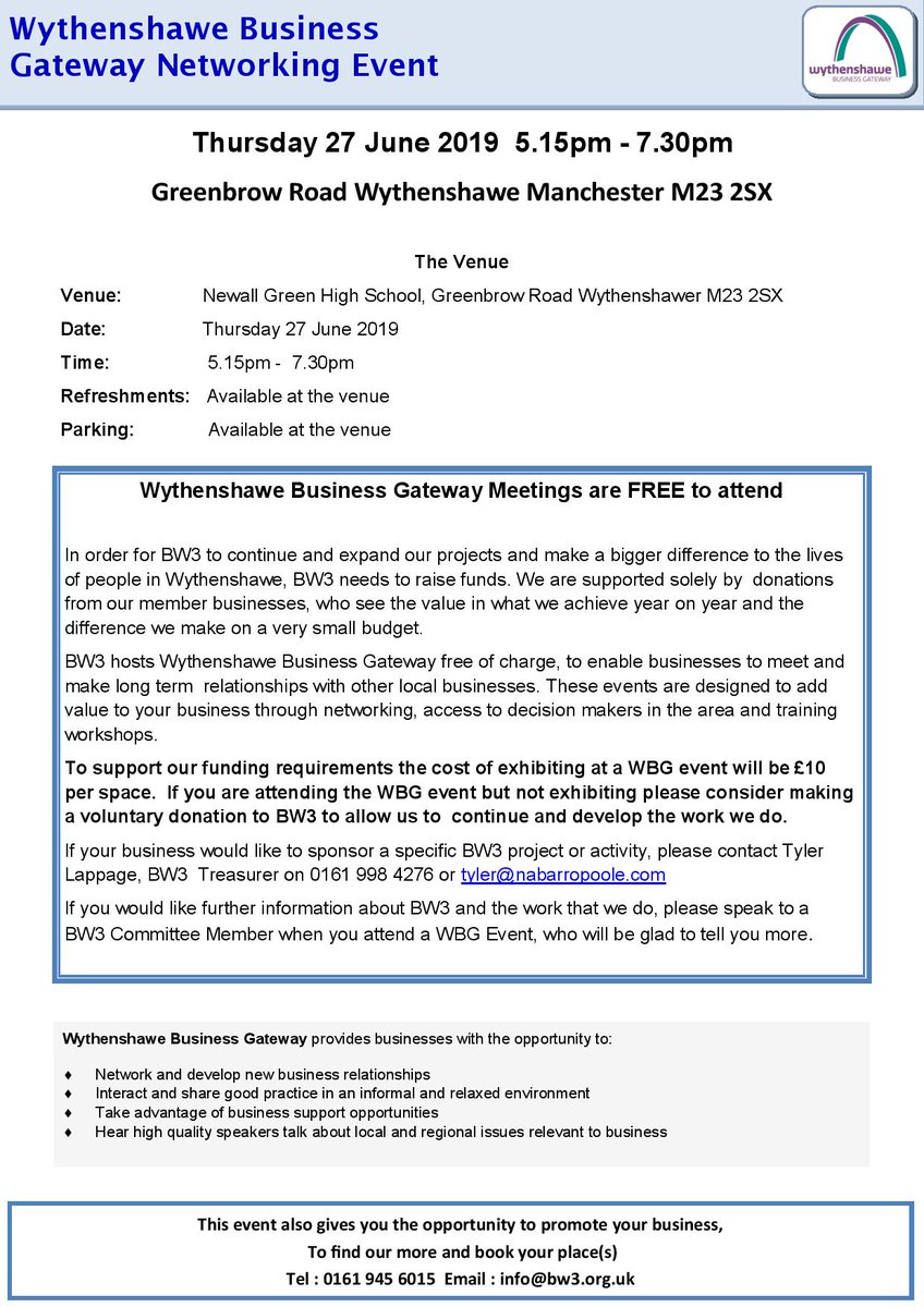 <a href="/BW3Manchester/">BW3</a> are looking forward to welcoming <a href="/MikeKaneMP/">Mike Kane MP</a> as keynote speaker at our #networking event on Thurs 27 June @NGHS_STRIVE. Guests will also hear from Raj Chandarana from Northern Rail and Duncan Seward from <a href="/MAGProperty/">MAG Property</a>