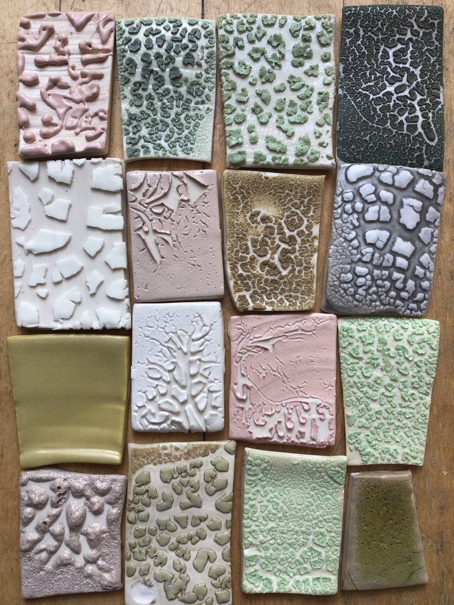 LindaThePotter's tweet photo. Lichen-effect, shrink-and-crawl glazes for my next book #lichen #specialeffectglazes https://t.co/AQHayYCZ4w