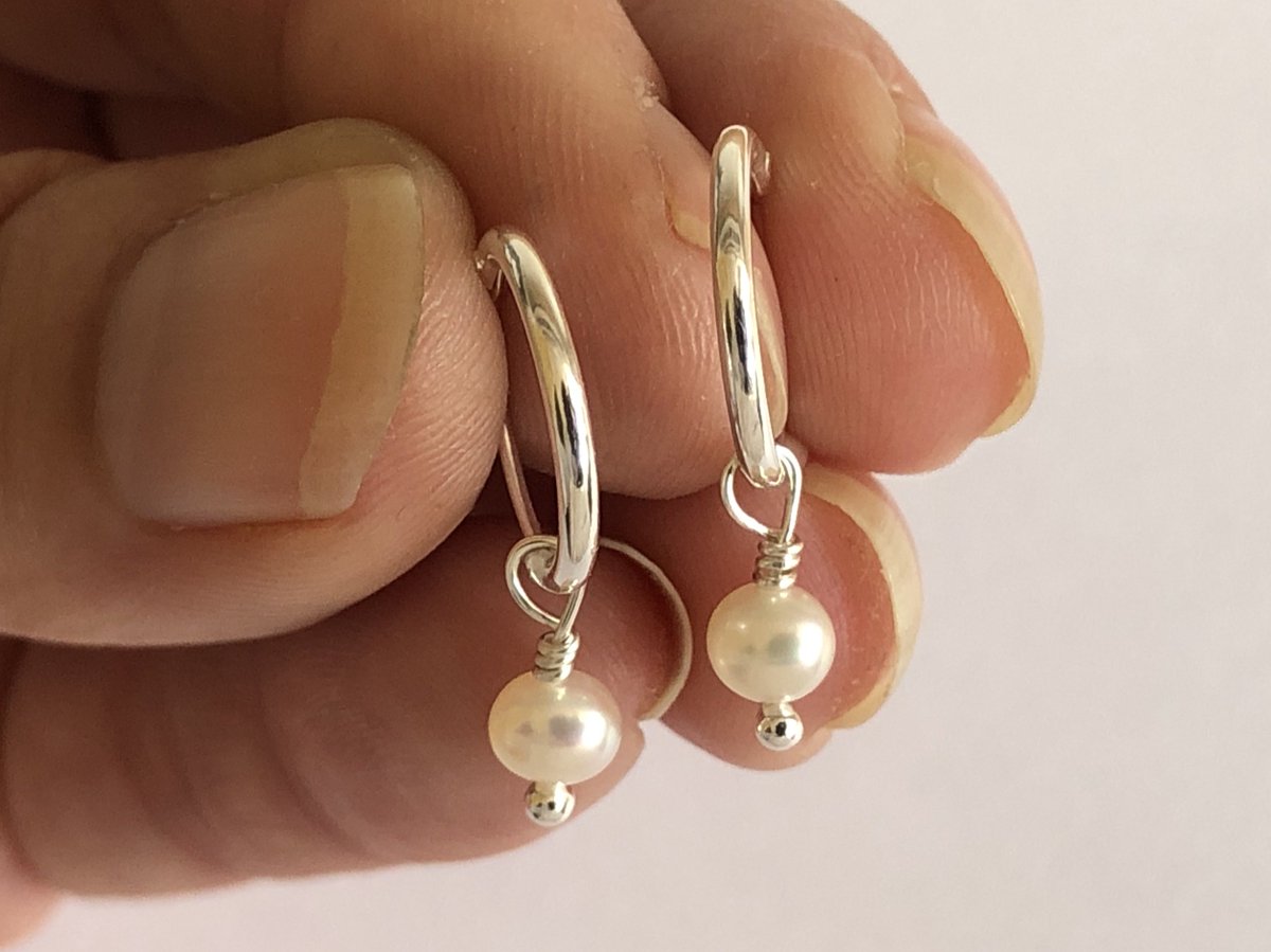 Pearl Silver Hoop Earrings for sale in my Etsy Shop etsy.com/uk/listing/715… #fionademarcojewellery #hoopearrings #pearlearrings #silverearrings #handmadeearrings #junebirthstone #etsy #etsyuk #etsyshop #etsyseller #handmadejewellery