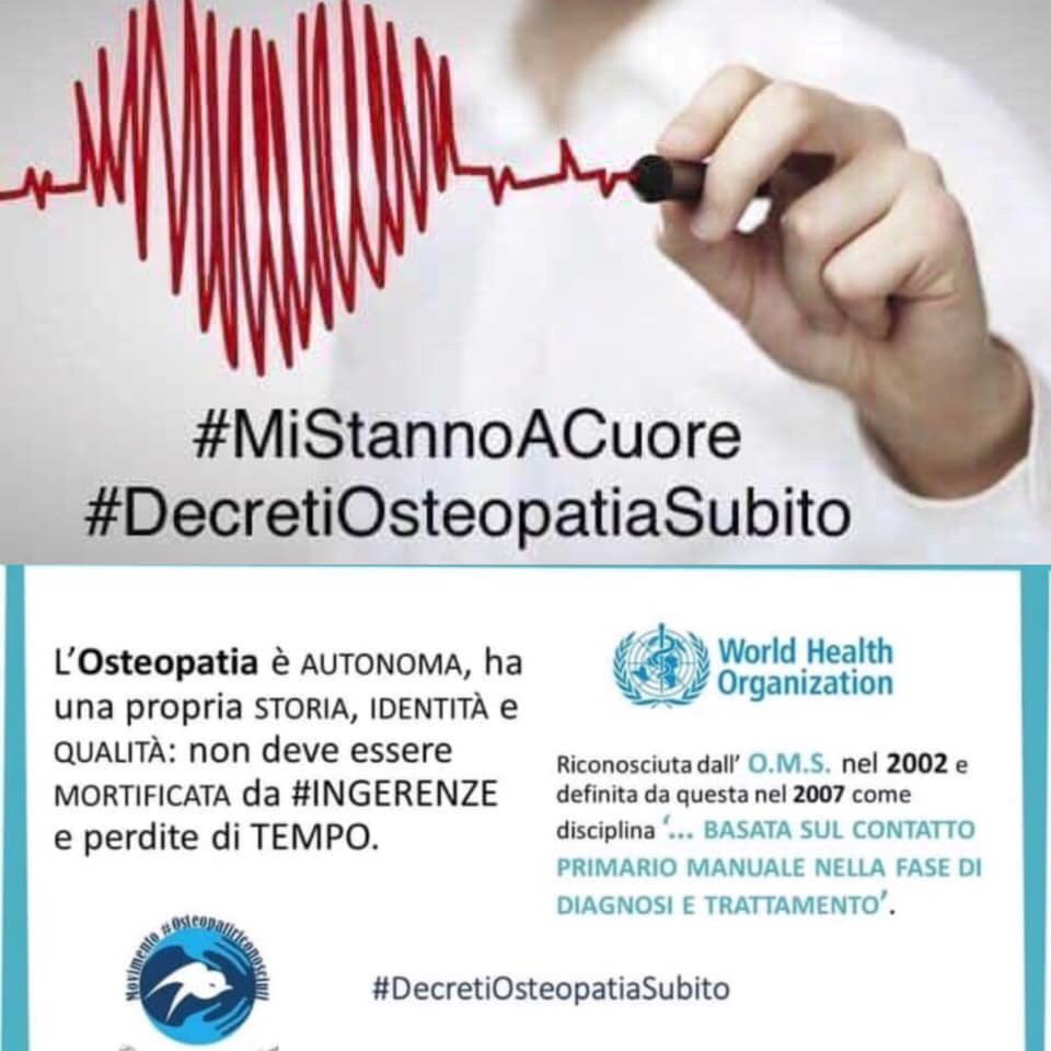 #DecretiOsteopatiaSubito #osteopatiriconosciuti #NoIngerenze #NonSullaNostraPelle solo #Osteopatia x i #Cittadini 
<a href="/GiuliaGrilloM5S/">Giulia Grillo</a> <a href="/luigidimaio/">Luigi Di Maio</a> <a href="/matteosalvinimi/">Matteo Salvini</a> <a href="/MinisteroSalute/">Ministero della Salute</a> <a href="/fattoquotidiano/">Il Fatto Quotidiano</a> <a href="/Corriere_Salute/">Corriere.it Salute</a> <a href="/repubblica/">Repubblica</a> <a href="/LaVeritaWeb/">La Verità</a> <a href="/Agenzia_Ansa/">Agenzia ANSA</a> <a href="/ilfoglio_it/">Il Foglio</a>