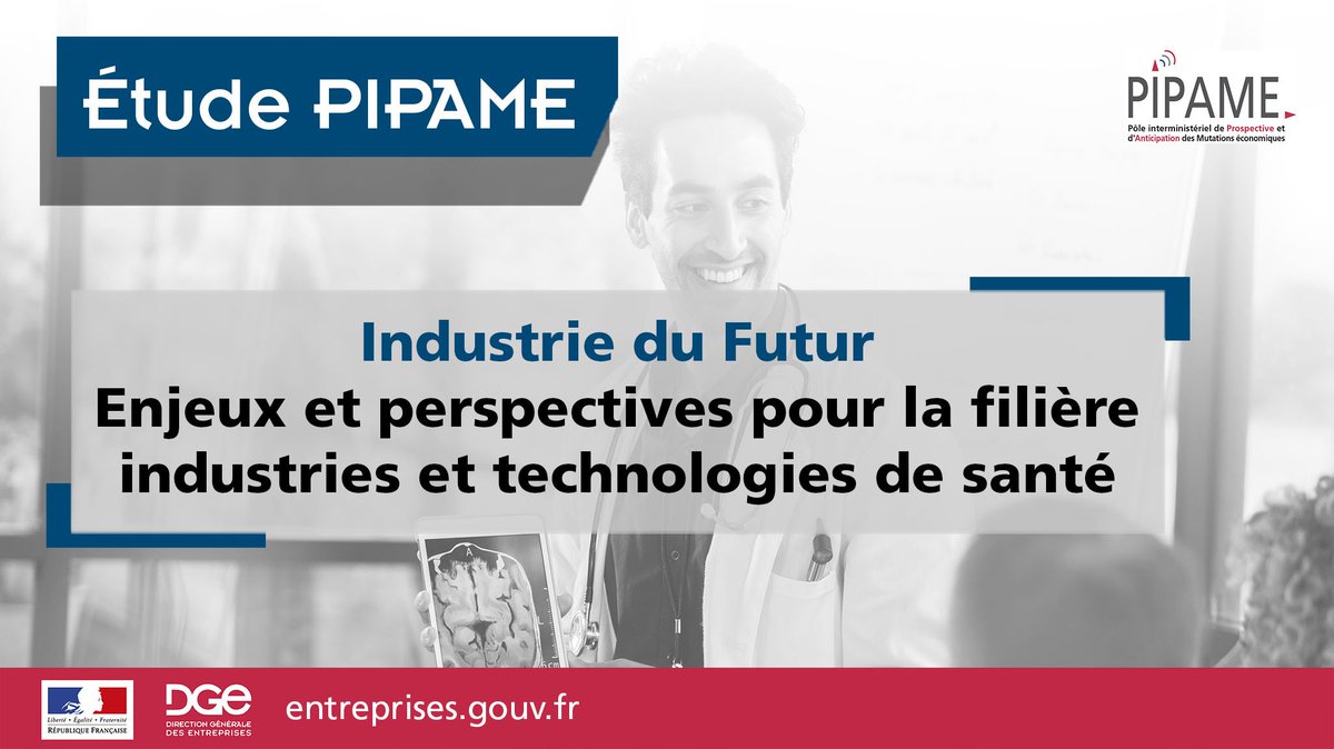 DGEntreprises's tweet image. 📊 [Étude #PIPAME]

L&apos;étude &quot;Industrie du Futur : enjeux et perspectives pour la filière industries et technologies de santé&quot;, présentée mercredi 19 juin à #Bercy, est disponible en ligne 👉 entreprises.gouv.fr/etudes-et-stat…