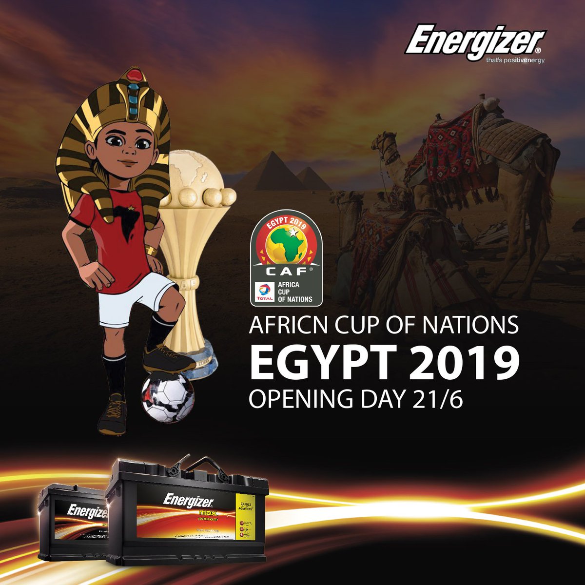 Energizer_Egypt's tweet photo. تنطلق اليوم اولي مباريات كأس الامم الافريقيه لعام ٢٠١٩ ، كل التوفيق لمنتخبنا الوطني 🇾🇪 
#شجع_مصر  #منتخب_مصر #كاس_الامم_الافريقيه  
#energizer #cars #automotive #battery #TotalAFCON2019 #EGYZIM #CAN2019 #afcon2019 https://t.co/n3LFbdXMFs