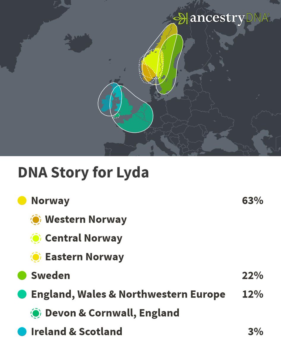 lydatector's tweet image. Check out my #AncestryDNA results! Find your own story at AncestryDNA.com