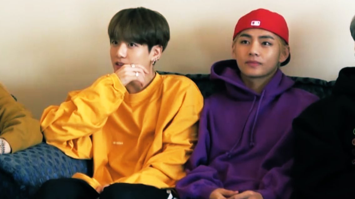 I wonder if they really look like this while they’re watching drama!  #taehyung  #jungkook  #taekook 