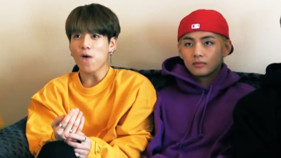 I wonder if they really look like this while they’re watching drama!  #taehyung  #jungkook  #taekook 